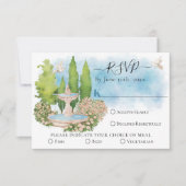 Carte Elégante fleur de fontaine, colombes Mariage d'été (Devant)