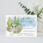 Carte Elégante fleur de fontaine, colombes Mariage d'été (Debout devant)