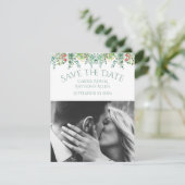 Carte Élégante Fleur Rustique Photo Enregistrer la Date (Debout devant)