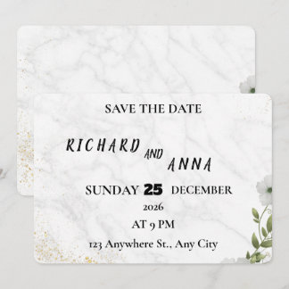 Carte Élégante Fleurie de Mariage 'Save the Date'