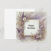 carte élégante fleurs joyeux anniversaire (Devant / Derrière)