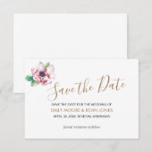 Carte élégante florale classique or 'Save the date (Devant / Derrière)