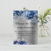 CARTE ÉLÉGANTE FRONTIÈRE FLORALE BLEU EN ARGENT MODIFIER (Debout devant)