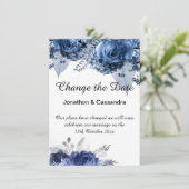 CARTE ÉLÉGANTE FRONTIÈRE FLORALE BLEUE MODIFIER LA DATE (Debout devant)