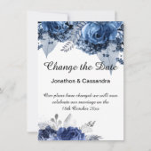 CARTE ÉLÉGANTE FRONTIÈRE FLORALE BLEUE MODIFIER LA DATE (Devant)