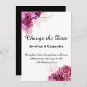 CARTE ÉLÉGANTE FRONTIÈRE FLORALE ROSE NOIR MODIFIER LA D (Devant / Derrière)