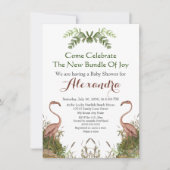 Carte Elégante Giraffe rose Floral Baby shower invitatio (Devant)