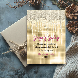 Carte Elégante gouttes d'or parties scintillant Noël Nou