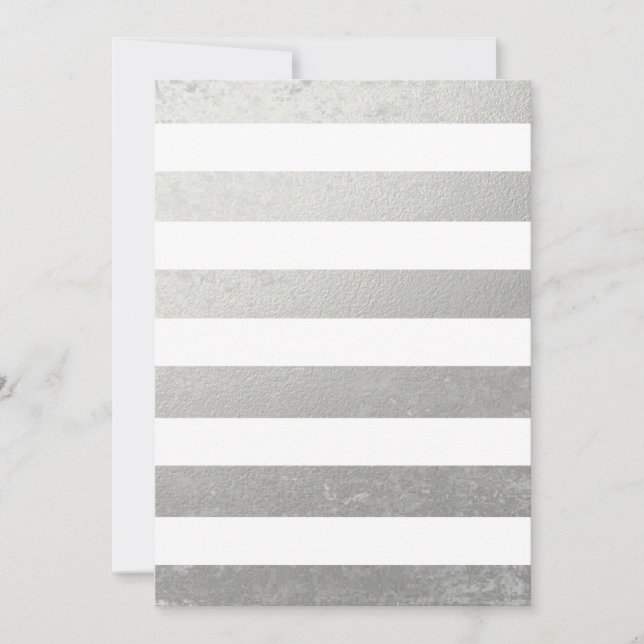 Carte Élégante Grille Blanche Argent Imprimée (Devant)