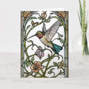 Carte Élégante illustration de colibri botanique boho ch