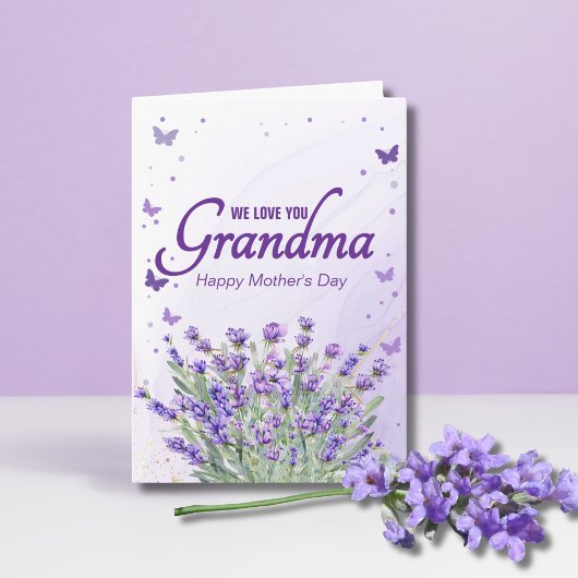 Carte Élégante Lavande Violette Nous Vous Aimons Grand-M