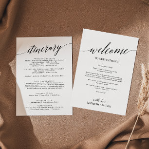 Carte Élégante lettre de bienvenue du Mariage noir & Iti
