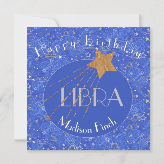 Carte Elégante Libra Personnalisée Anniversaire (Devant)