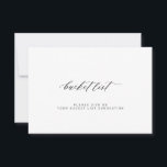 Carte Elégante liste de mariage minimaliste<br><div class="desc">Carte de conseil de liste de mariage de script de calligraphie noir et blanc simple</div>