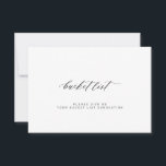 Carte Elégante liste de mariage minimaliste<br><div class="desc">Carte de conseil de liste de mariage de script de calligraphie noir et blanc simple</div>