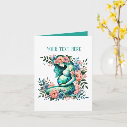 Carte Élégante maman enceinte ajouter du texte n'importe (Fleur jaune)