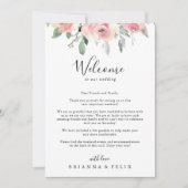 Carte Élégante Mariage florale rose (Devant)