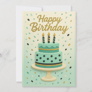 Carte Elégante Menthe Birthday Cake Design Birthday Card