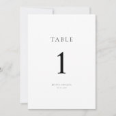 Carte élégante minimale de numéro de table en noir (Devant)