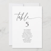 Carte élégante minimaliste de plan de table numéro (Dos)