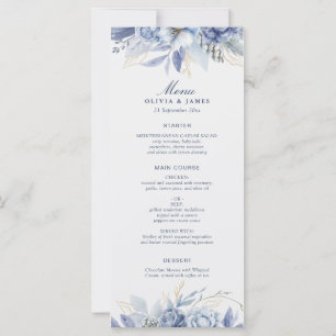 Carte Élégante œuvre d'art florale bleu poussiéreux et b