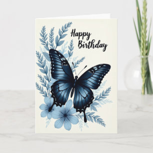 Carte élégante papillon bleu