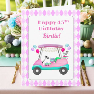 Carte Élégante partie de golf féminin Panier 45e anniver