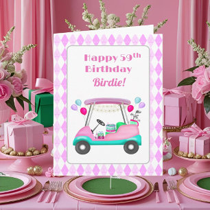 Carte Élégante partie de golf féminin Panier 59e anniver