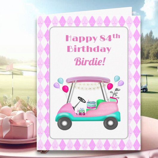 Carte Élégante partie de golf féminin Panier 84e anniver