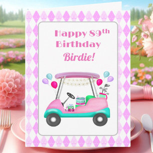 Carte Élégante partie de golf féminin Panier 89e anniver