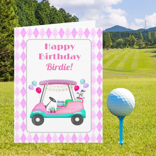 Carte Élégante partie de golf féminin Panier Anniversair