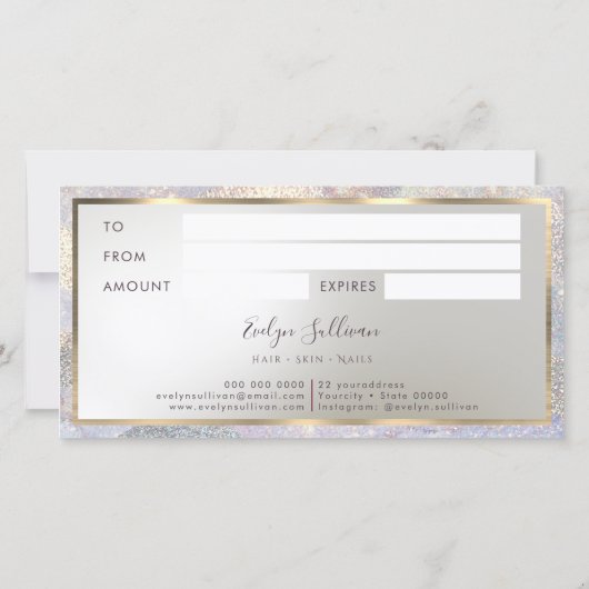 Carte Elégante parties scintillant aquarelle vagues Cert (Dos)