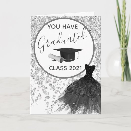 Carte Elégante Parties scintillant d'argent Vous pouvez (Devant)