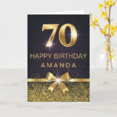 Carte Elégante Parties scintillant d'or 70e anniversaire (Fleur jaune)