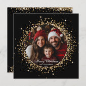 Carte Elégante Parties scintillant d'or Noël Arbre de fa (Devant / Derrière)