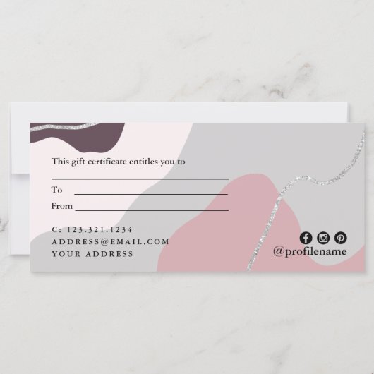 Carte Élégante parties scintillant en argent abstrait (Dos)