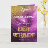 Carte Élégante Parties scintillant en or en marbre rose  (Fleur jaune)