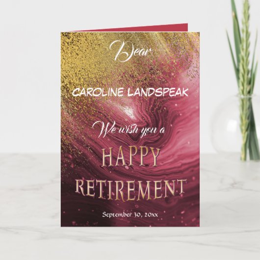 Carte Élégante Parties scintillant en or en marbre rouge (Devant)