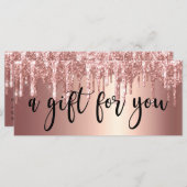 Carte Élégante parties scintillant en or rose en cuivre (Devant / Derrière)