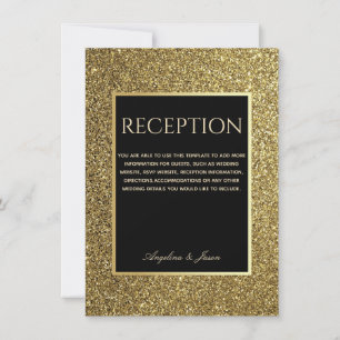 Carte Elégante Parties scintillant Gold Black Wedding Ca