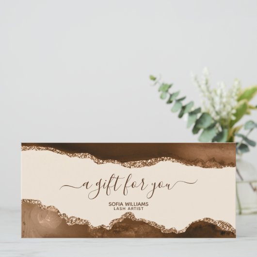 Carte Élégante Parties scintillant moderne or Brown Agat (Debout devant)