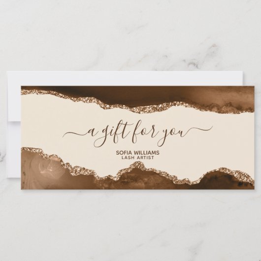 Carte Élégante Parties scintillant moderne or Brown Agat (Devant)