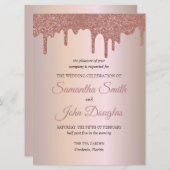 Carte Elégante Parties scintillant Rose or, Blush et Bla (Devant / Derrière)