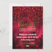 Carte Élégante parties scintillant verte rouge gouttes N (Devant)