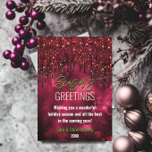 Carte Élégante parties scintillant verte rouge gouttes N