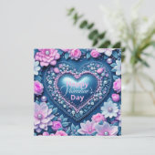 Carte Elégante Perles de Coeur Chic Floral Valentine's D (Debout devant)