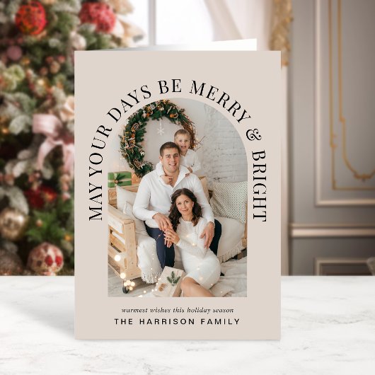 Carte Élégante Photo Arc Joyeux Et Lumineux Noël