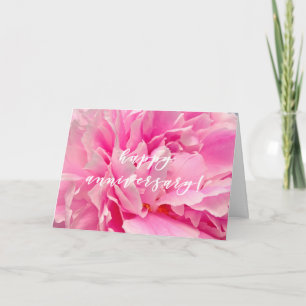 Carte Élégante photo Hot Pink Peony   Joyeux anniversair