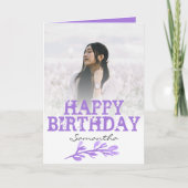 Carte Elégante photo moderne violet aquarelle (Devant)