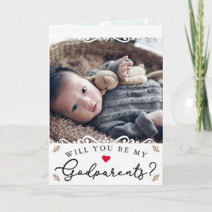 Carte Elégante photo Vintage Godparents Proposition
